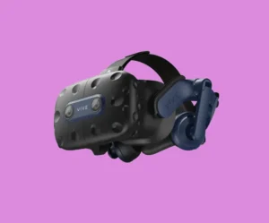 VR Headset for Gaming VR headset with headphones on a purple background. bla bla.